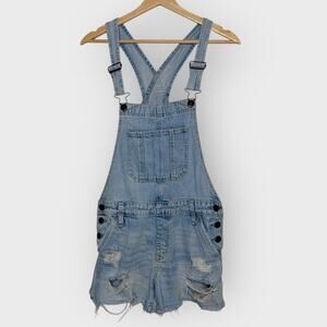 Abercrombie & Fitch Denim Jeans Overall Bib | XS Blue Y2K Boho Shortall Summer